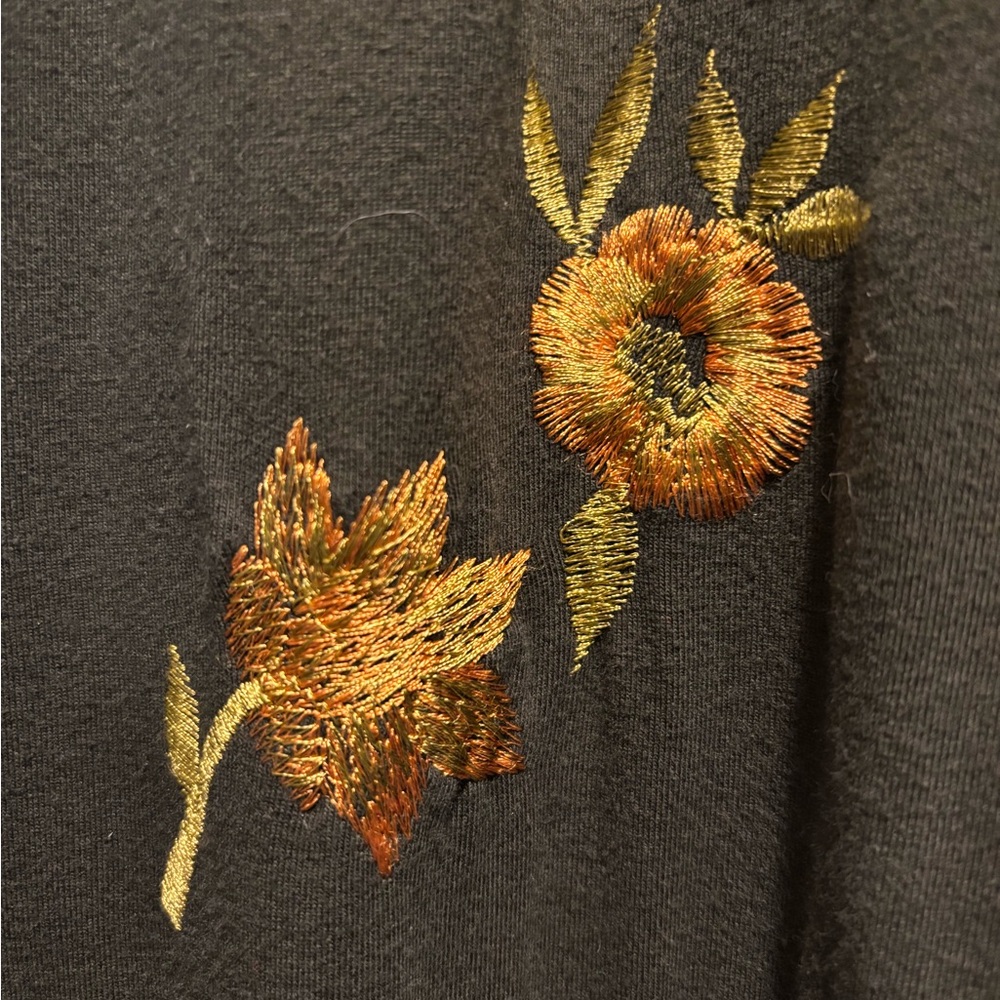 Beautiful Dark Green Jumpsuit with Yellow Floral Embroidery - Picture 2 of 6